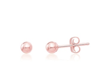 10K Rose Gold Ball Stud Earrings 3mm, 4mm, 5mm, 6mm, 7mm or 8mm Round, Minimalist Jewelry, Plain Gold Studs, Second Piercings