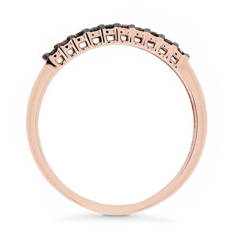 7 Size 5 Diamond Band 10K Rose Gold Chocolate Brown Diamond Ring Anniversary or Wedding Band 6 8 Stacking Ring Engagement