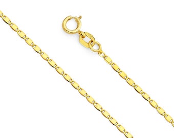 14K Gold Valentino Link Chain, 1.25mm Necklace, Spring Ring Clasp