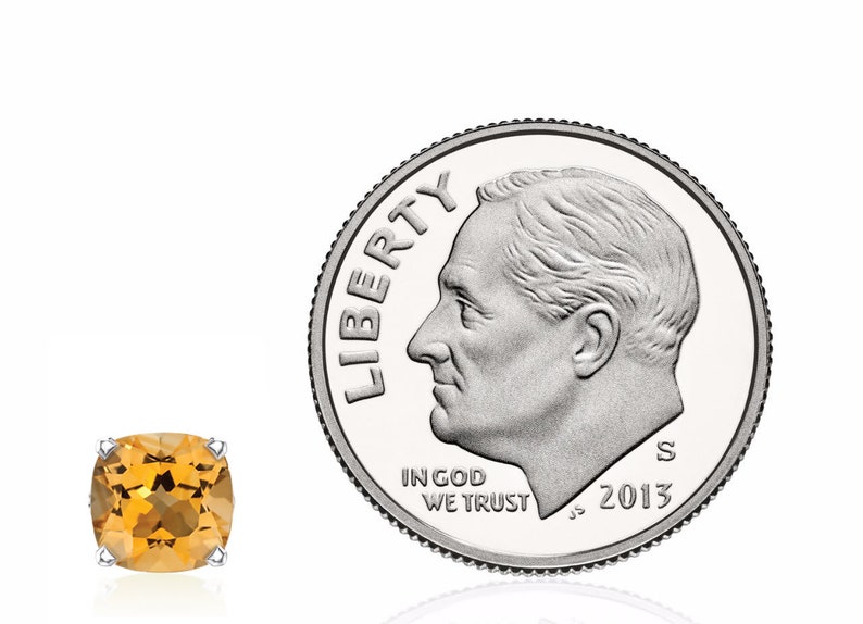 November Birthstone Gift For Her Cushion Cut Golden Citrine Gemstone Stud Earrings 6x6mm Square 14K White Gold Citrine Earrings