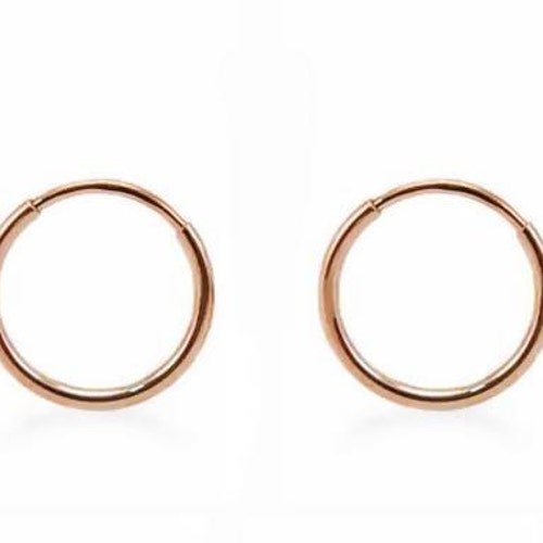 14K Rose Gold Hoop Earrings Sizes 15mm 20mm 25mm 30mm 40mm Etsy