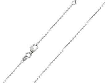 Chaîne forçat réglable, collier forçat en or blanc 14 carats ou en or jaune de 0,85 mm de large, ajustement de 16, 17 ou 18 pouces, chaîne légère en or