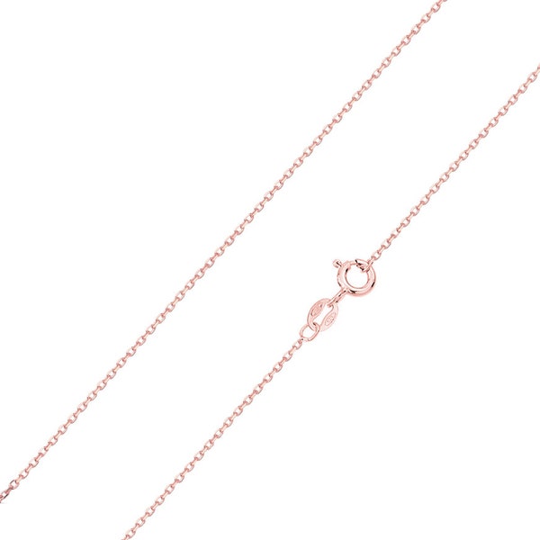 14K Rose Gold Cable Chain, Rose Gold Diamond Cut Cable Chain .85mm wide 16", 18", 20", 22" or 24 Inch Necklace, Spring Ring Clasp