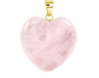 Rose Quartz Pendant, 14K White Gold, Rose Gold or Yellow Gold Pink Rose Quartz Heart Necklace 14", 16" or 18 Inch Rope Chain