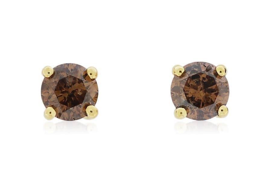Chocolate Brown Diamond Stud Earrings 10K White Gold or 10K Etsy