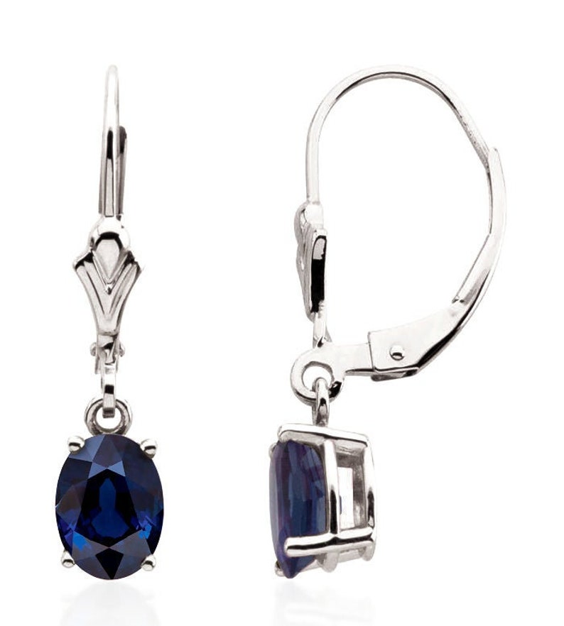 Sapphire Earrings, 14K White Gold, Yellow Gold or Rose Gold Blue Sapphire Earrings, 14K White Gold, Yellow Gold or Rose Gold Blue