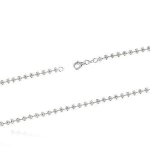Sterling Silver Ball Chain, .925 Diamond Cut Moon Ball Necklace 24 inch Length, Lobster Claw, Unisex Long Chain