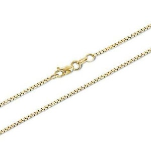 10K Yellow Gold Box Chain 1mm wide 16&quot;, 18&quot;, 20&quot;, 22&quot; and 24 Inch Necklace, Solid Gold Chain, Lobster Claw Clasp