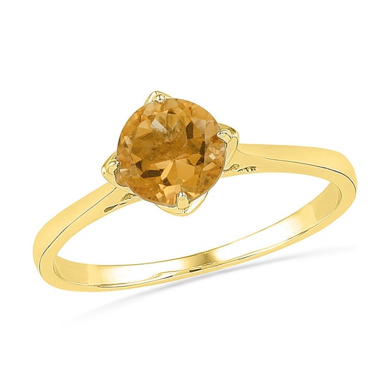 Birthstone Ring 7th November Birthstone Citrine Solitaire Ring - Main Image