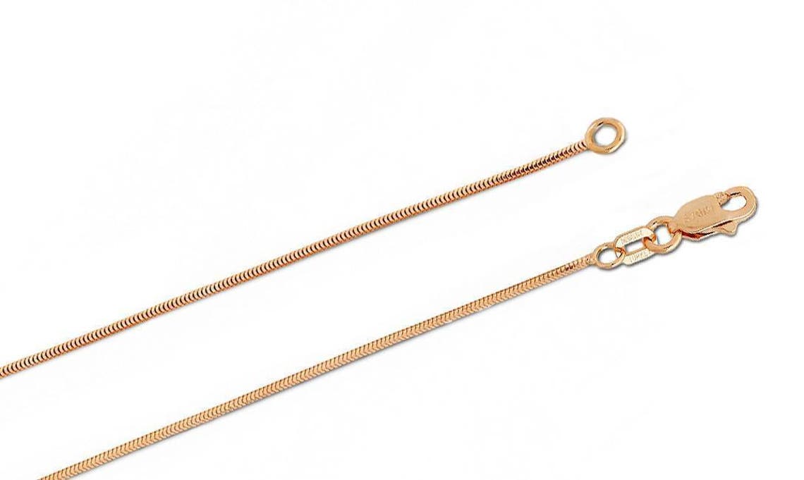 14K Rose Gold Snake Chain 1mm Wide 16 18 Etsy