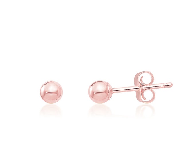 14k Rose Gold Ball Stud Earrings – Made In USA (Sizes 3mm To 8mm, New With Tags)
