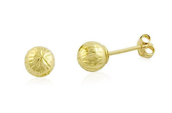 10K Classic and Traditional 6mm Yellow Gold Ball Stud Earrings