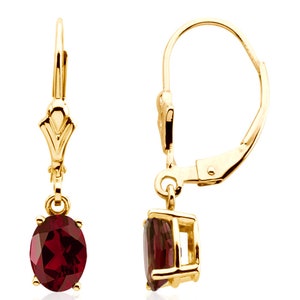Garnet Earrings 14K Rose Gold Yellow Gold or White Gold Red - Etsy