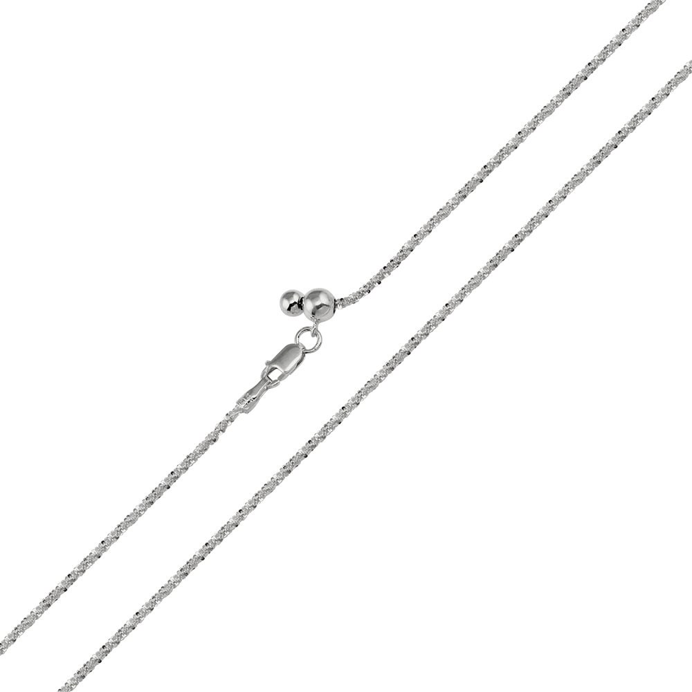 Adjustable Sterling Silver Twisted Roc Chain Necklace, 1.65mm Wide, Adjusts up to 24 Inches