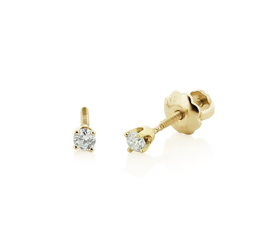 14kt Gold Baby Flower Earrings in screw back earrings-baby earrings