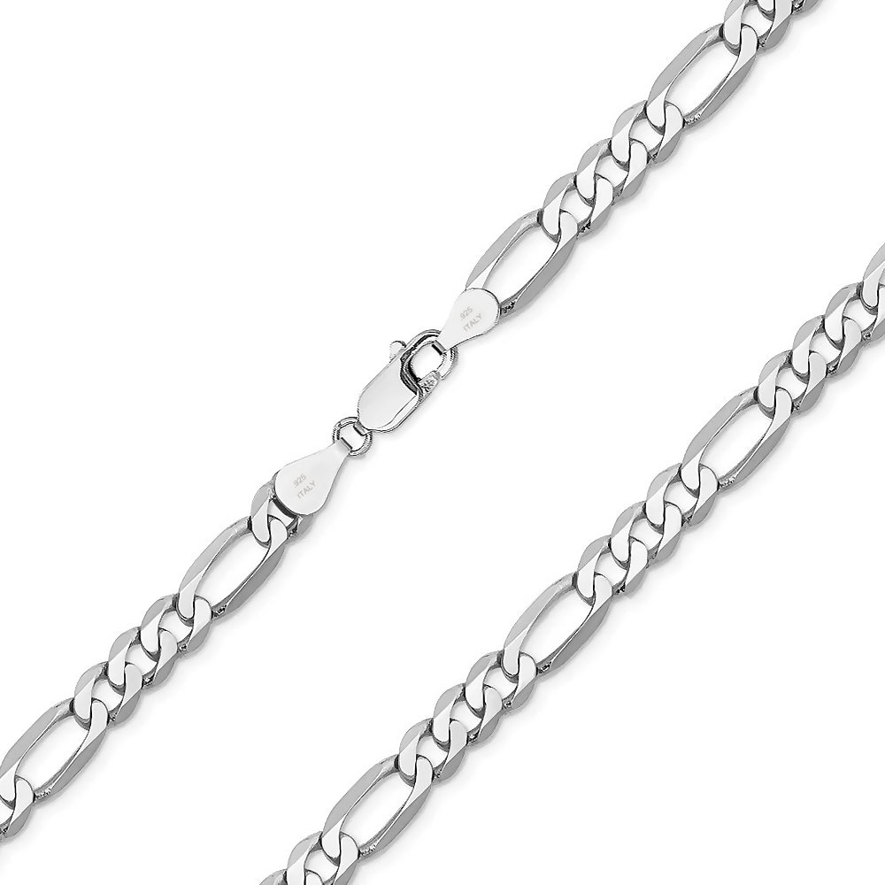 Sterling Silver Figaro Chain Necklace, Men 18 to 32 Inches, 10 mm Wide 32 Figaro Chain / Silver