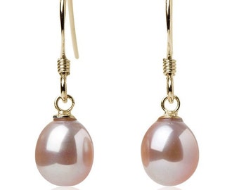 Natural pink baroque pearl Earring 18k Ear Drop Jewelry Women Hook Cultured 