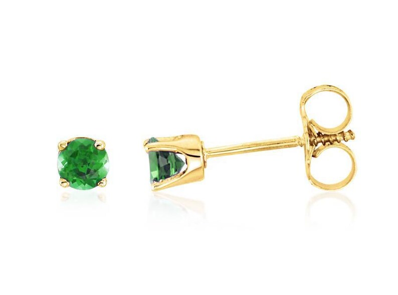 14k Yellow Gold Imitation Emerald May Birthstone 14-inch Necklace for Kids