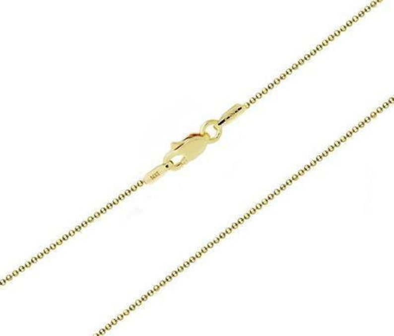14K Yellow Gold Beaded Ball Chain Diamondcut 1mm Necklace Etsy