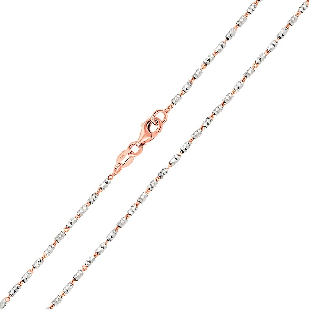 10K Two Tone Gold Chain 10K Rose Gold and White Gold Tube