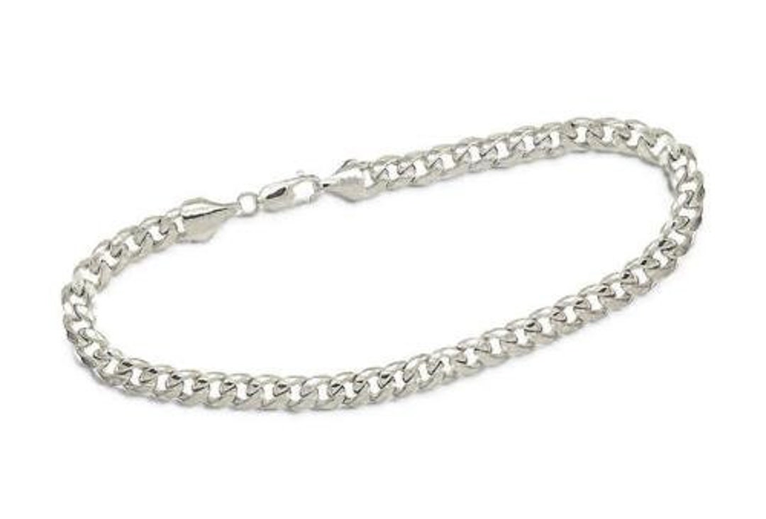 I'M OK for RHC Silver Curb Bracelet（L） Handmade Solid Silver Curb Bracelet Jewelry, 925 Silver Curb