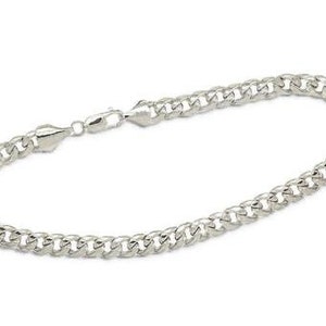 Sterling Silver Bracelet, Men&#39;s .925 Concave Curb Bracelet 9 inch Length, 6.25mm Wide, Lobster Claw Clasp, Gift for Men