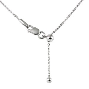 Sterling Silver Rolo Adjustable Chain, 925 Silver or Gold Plated Silver Flat Link Rolo Necklace 1.1mm wide, Adjusts to 24 Inches