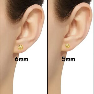 14K Yellow Gold Diamond Cut Studs, Flat Back Ball Stud Earrings 3mm ...