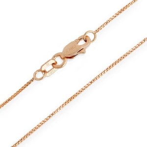 14K Rose Gold Box Chain .55mm wide 14&quot;, 16&quot;, 18&quot;, 20&quot;, 22&quot; or 24 Inch Lightweight Necklace, Lobster Claw or Spring Ring Clasp