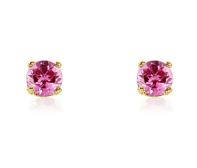 Tourmaline Earrings 14K Yellow Gold or 14K White Gold Pink - Etsy