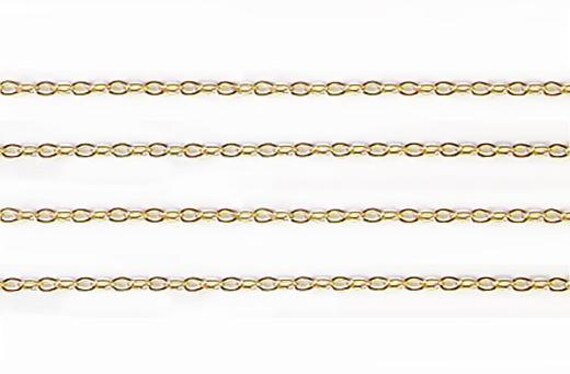 14K Yellow Gold Cable Pendant Chain 1mm wide 14 inch Special Alloy Lightweight