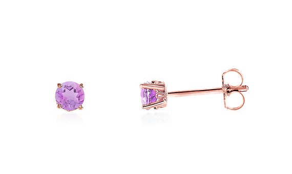 925 Sterling Silver 1 CT Round Cut Amethyst Solitaire Stud Diamond Ear –  atjewels.in