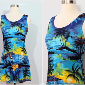 Blue Hawaiian Sunset & Boats Tank Dress