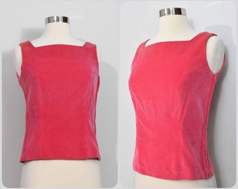 Tailored by Fligelman of New York Pink Cotton Velvet Sleeveless 50s Top