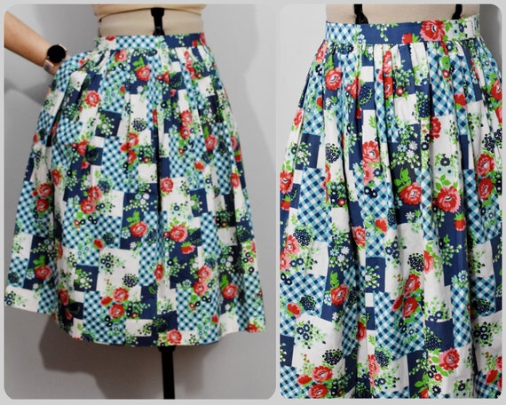 Floral Patchwork 70s Skirt - image 1