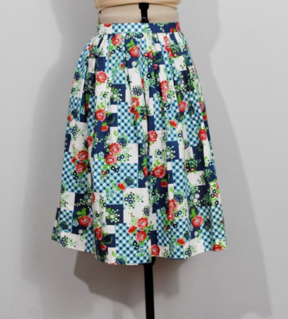 Floral Patchwork 70s Skirt - image 2