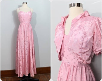 Pink 70s Maxi Dress with Matching Bolero