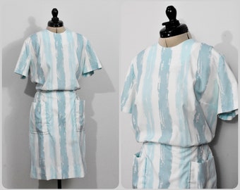 Stacy Ames Blue/White Watercolor 60s Dress