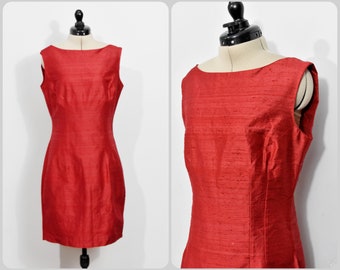 Street Life 90s Red Silk Sheath Dress