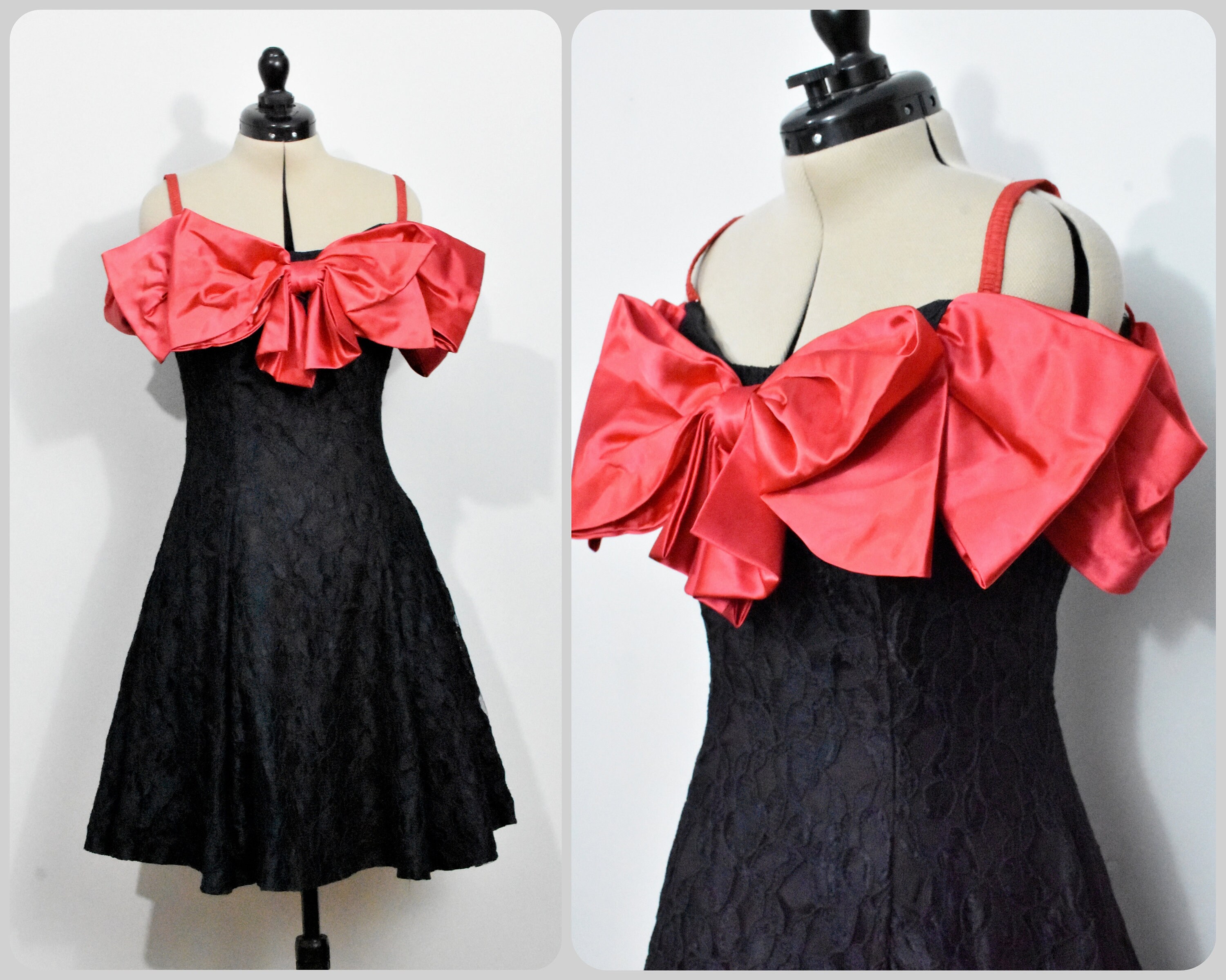Black dress with red best sale bow