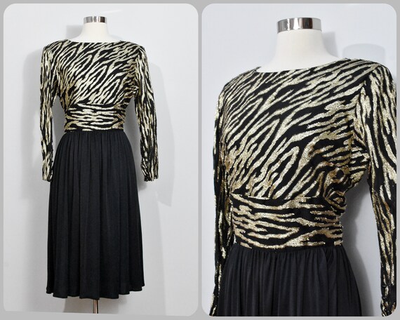 Ursula of Switzerland Petite Black & Gold Dress
