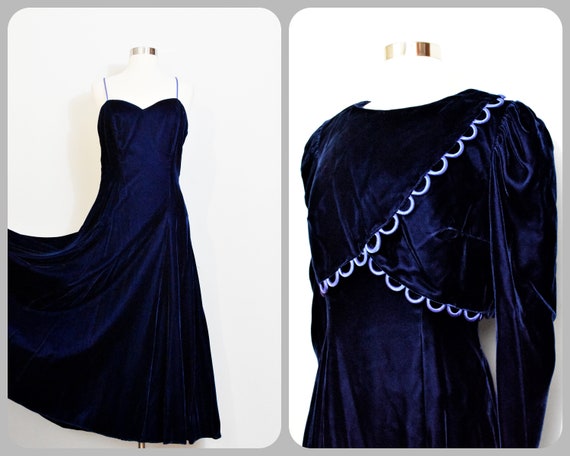 1970s Rayon Velvet Gown with Matching Bolero