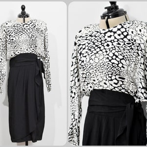 Phoebe Black/White Dolman Wiggle 80s Dress