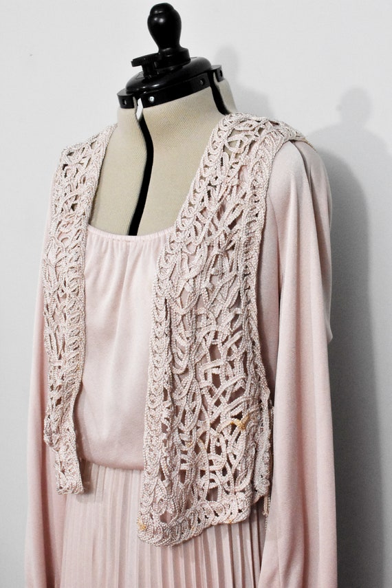 Jo-Ed Dusty Pink 70s Dress with Lace Vest - image 6