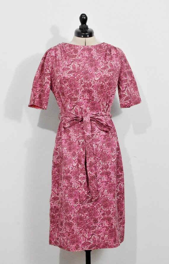 Red/Pink Floral 50s Wiggle Dress - image 2