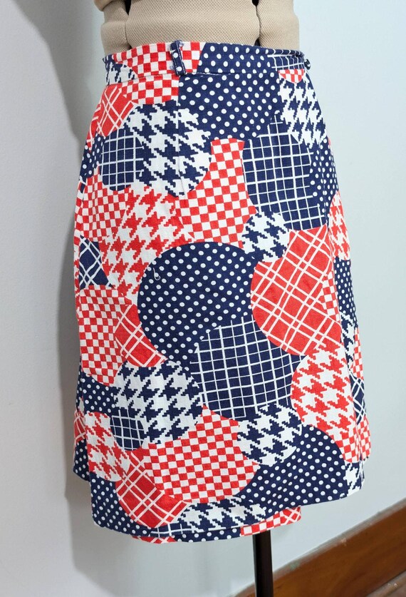 60s Blue/Red Patchwork Skort - image 7