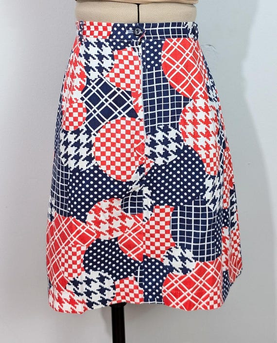 60s Blue/Red Patchwork Skort - image 4