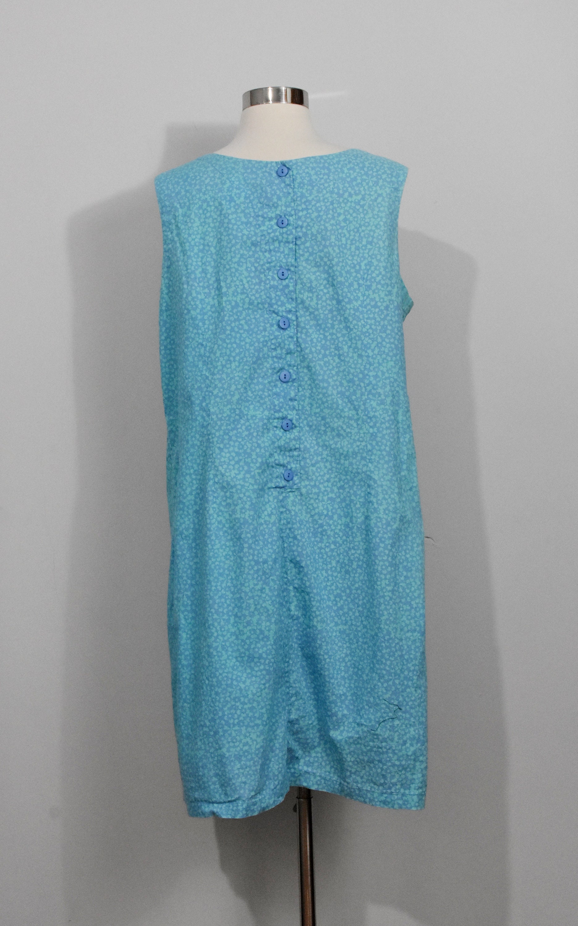 blue ginger hawaiian dresses White Ginger Blue Spaghetti Dress XL  By Paradise Found