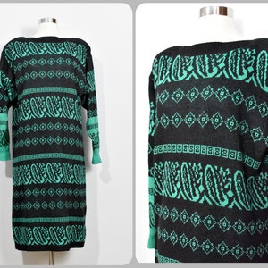 Lauren Steele 80s Green/Black Sweater Dress image 1