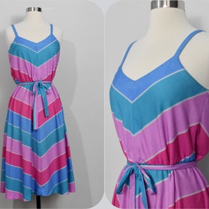 L Rothschild 70s Blues/Pinks Chevron Dress